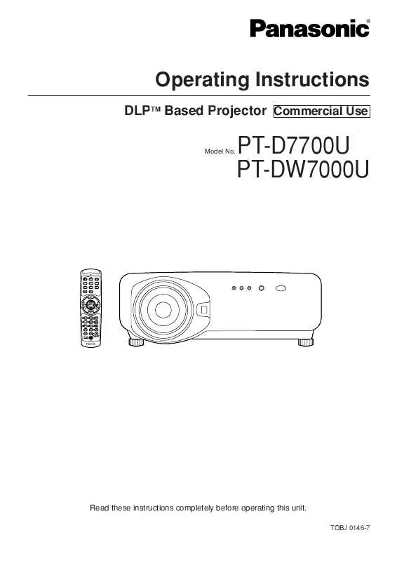 Mode d'emploi PANASONIC PT-_DW7700U