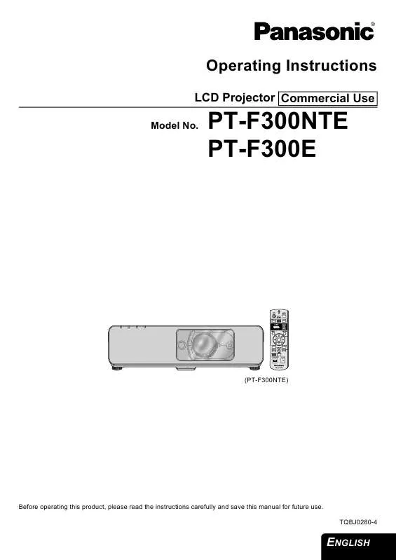 Mode d'emploi PANASONIC PT-F300E