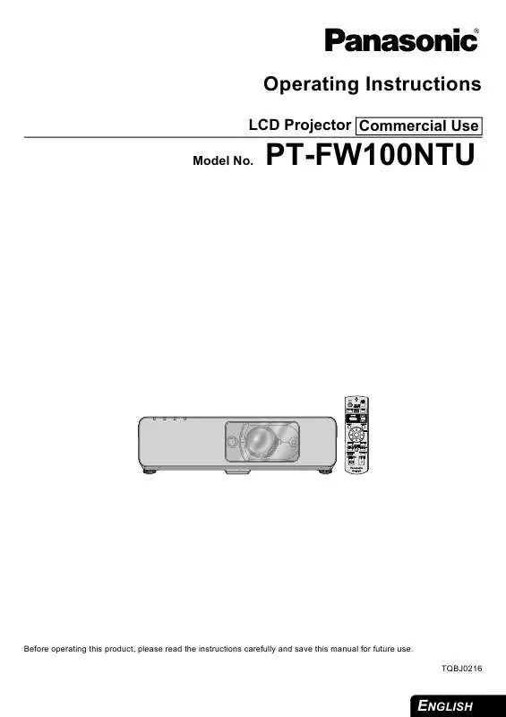 Mode d'emploi PANASONIC PT-FW100