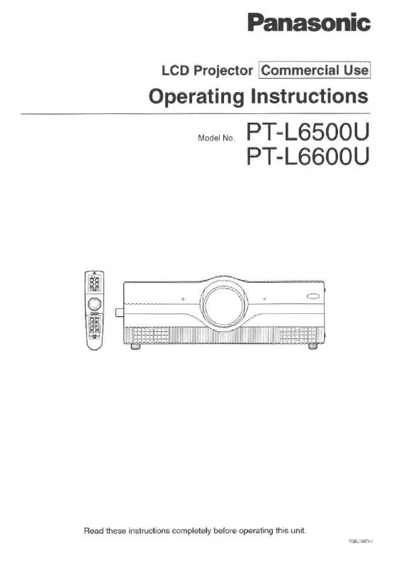 Mode d'emploi PANASONIC PT-L6500