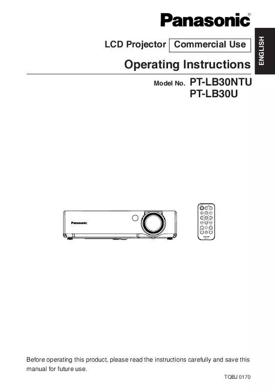 Mode d'emploi PANASONIC PT-LB30