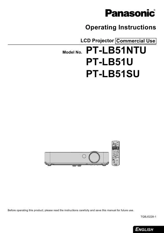 Mode d'emploi PANASONIC PT-LB51