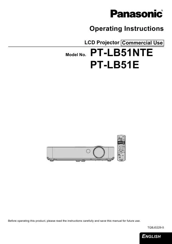 Mode d'emploi PANASONIC PT-LB51E