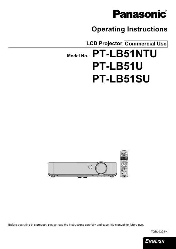 Mode d'emploi PANASONIC PT-LB51SU