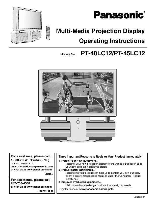 Mode d'emploi PANASONIC PT-40LC12