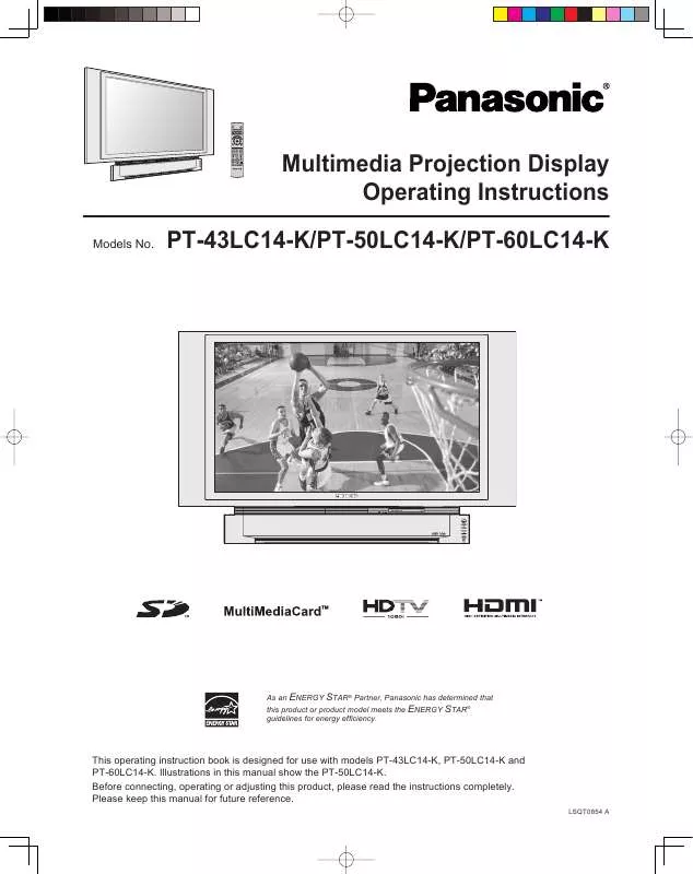 Mode d'emploi PANASONIC PT-43LC14K