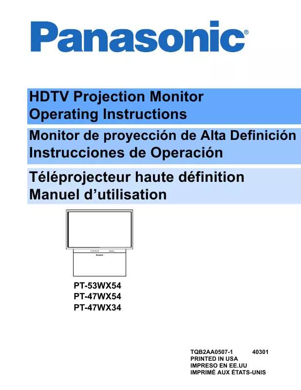 Mode d'emploi PANASONIC PT-47WX34