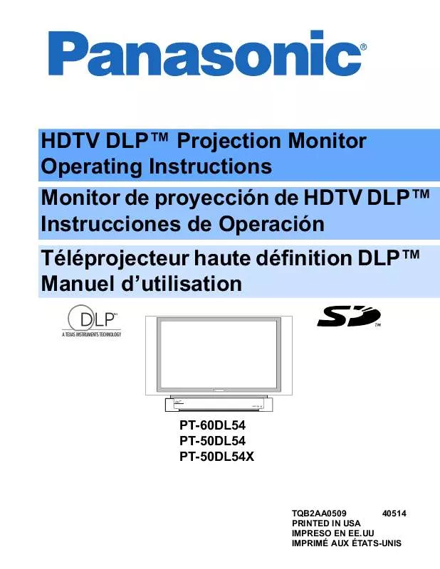 Mode d'emploi PANASONIC PT-50DL54