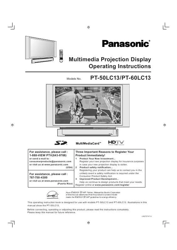 Mode d'emploi PANASONIC PT-50LC13