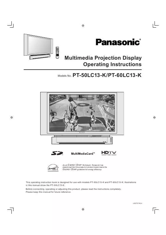 Mode d'emploi PANASONIC PT-50LC13K