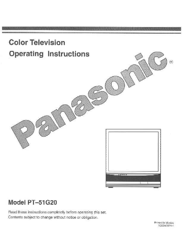 Mode d'emploi PANASONIC PT-51G20T