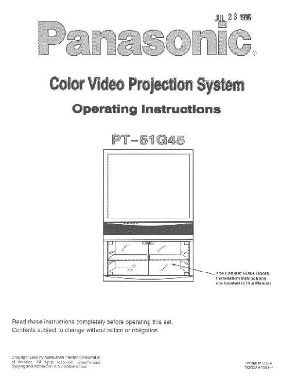 Mode d'emploi PANASONIC PT-51G45U