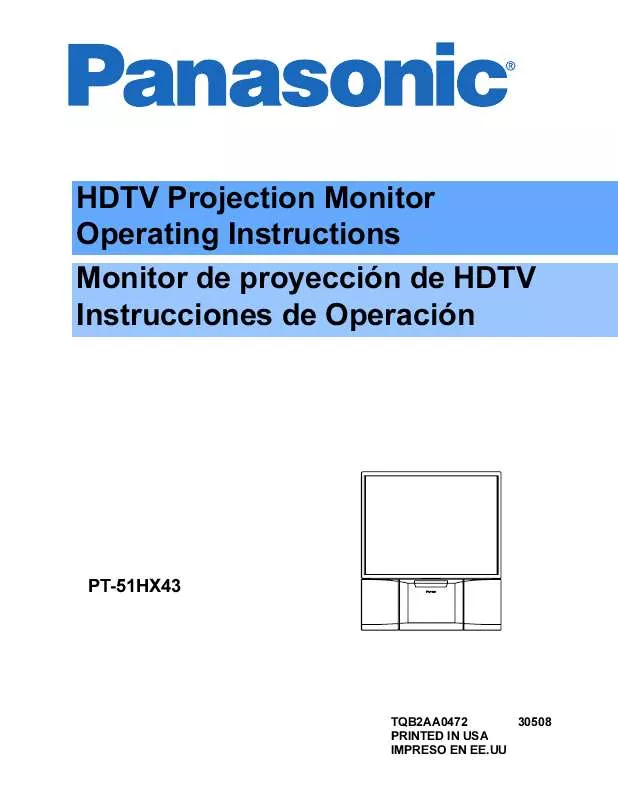 Mode d'emploi PANASONIC PT-51HX43G