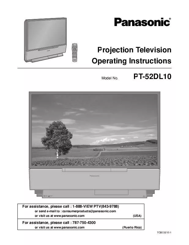 Mode d'emploi PANASONIC PT-52DL10