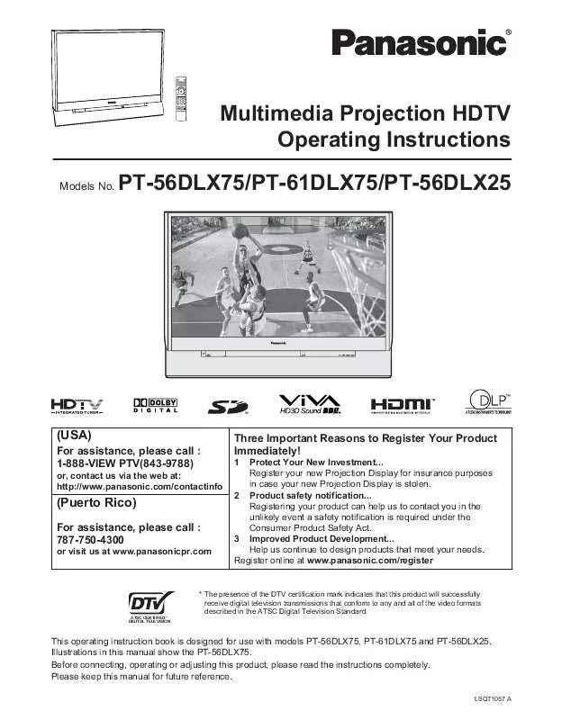 Mode d'emploi PANASONIC PT-56DLX25