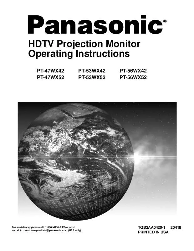 Mode d'emploi PANASONIC PT-56WX52F