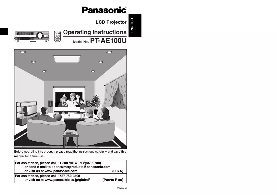 Mode d'emploi PANASONIC PT-AE100U