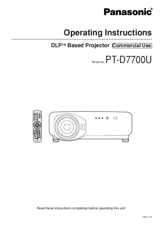 Mode d'emploi PANASONIC PT-D7700U