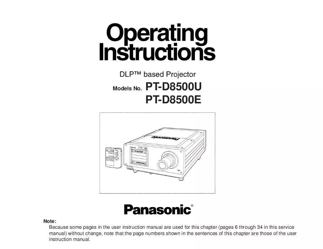 Mode d'emploi PANASONIC PT-D8500