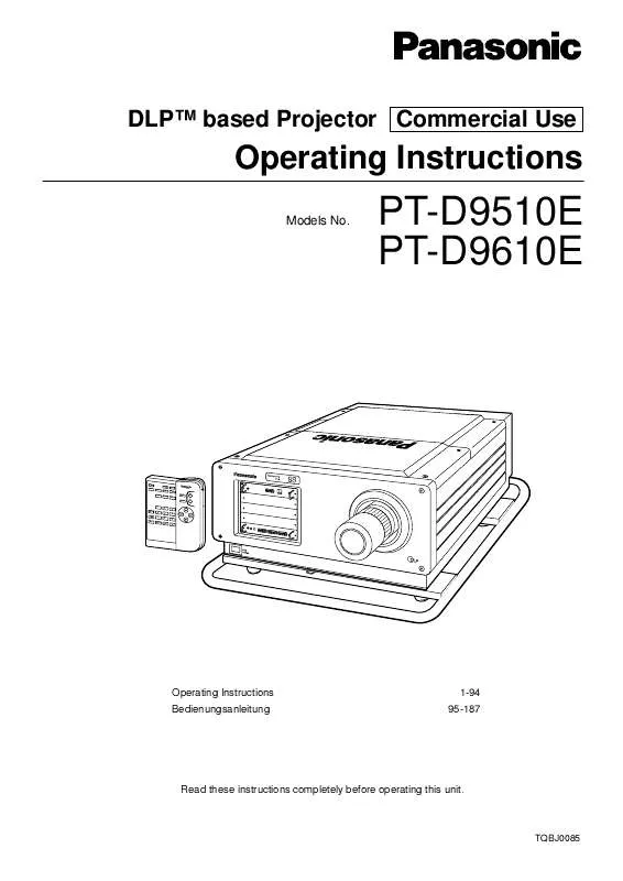 Mode d'emploi PANASONIC PT-D9510E