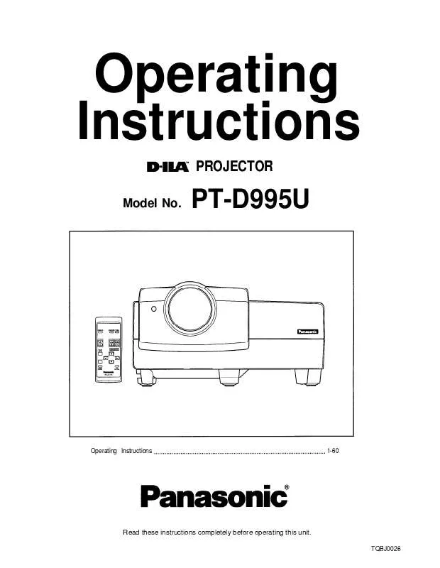 Mode d'emploi PANASONIC PT-D995U