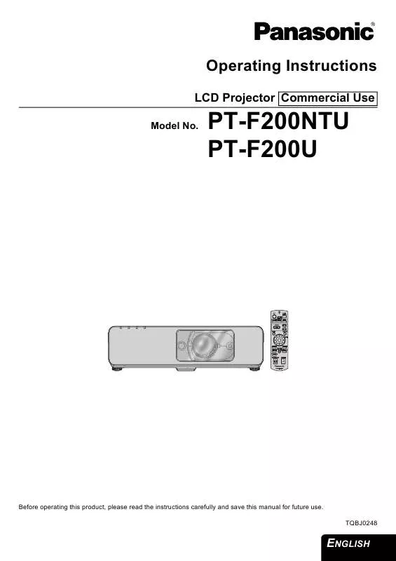 Mode d'emploi PANASONIC PT-F200