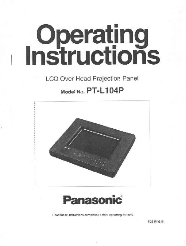 Mode d'emploi PANASONIC PT-L104P