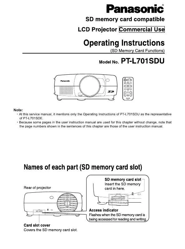 Mode d'emploi PANASONIC PT-L701SDU