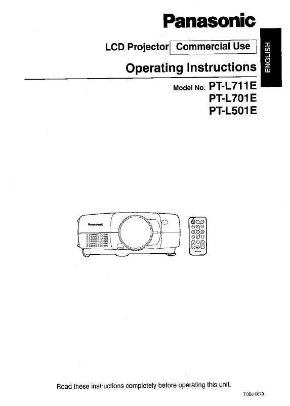 Mode d'emploi PANASONIC PT-L711E