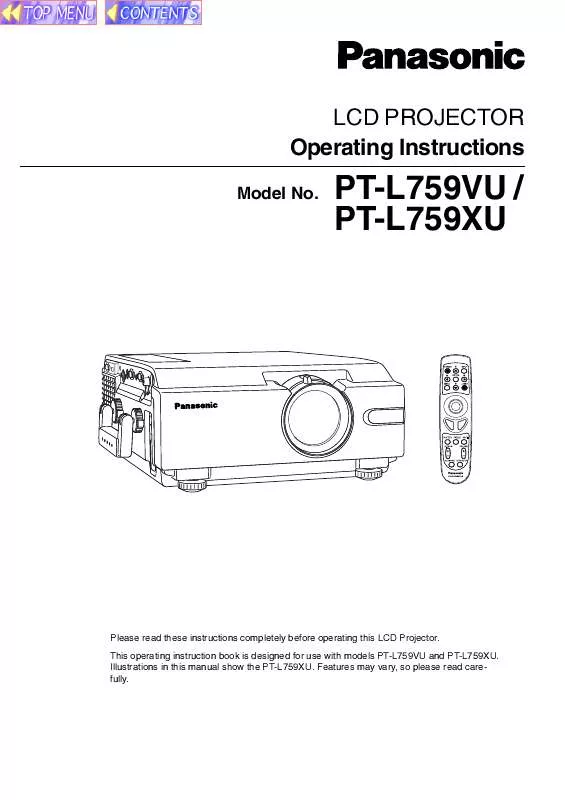 Mode d'emploi PANASONIC PT-L759VU