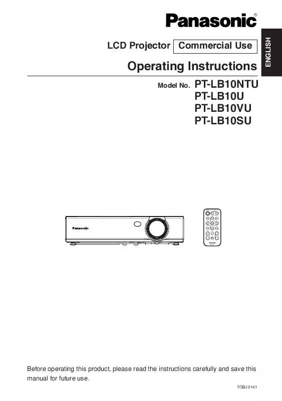 Mode d'emploi PANASONIC PT-LB10NTU