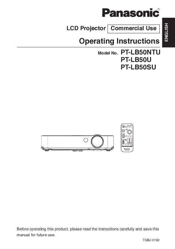 Mode d'emploi PANASONIC PT-LB50SU