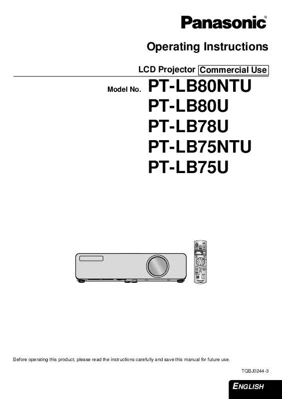 Mode d'emploi PANASONIC PT-LB78U