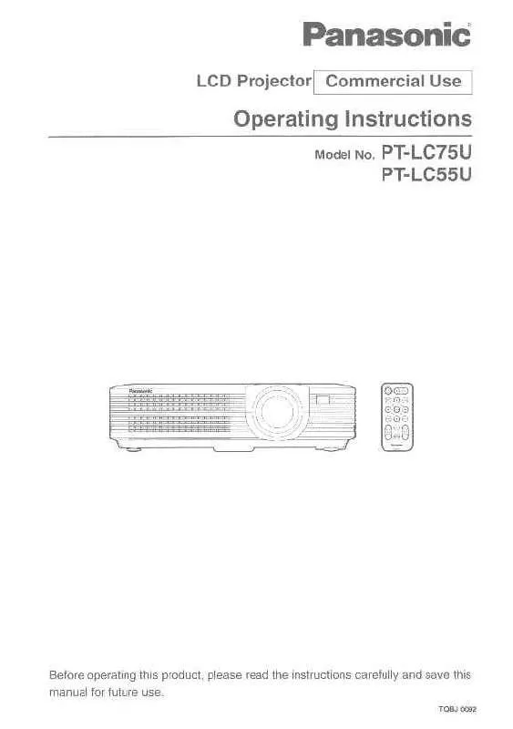 Mode d'emploi PANASONIC PT-LC55U