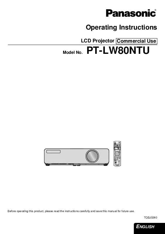 Mode d'emploi PANASONIC PT-LW80NTU