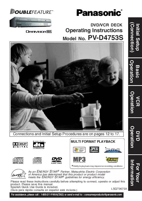 Mode d'emploi PANASONIC PV-D4753