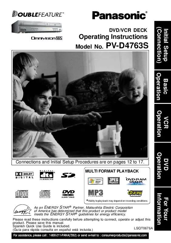 Mode d'emploi PANASONIC PV-D4763