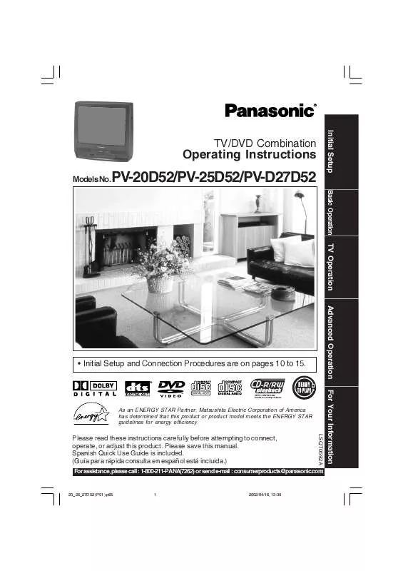 Mode d'emploi PANASONIC PV-20D52