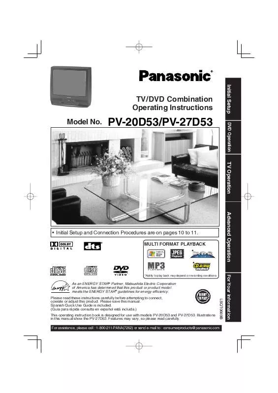 Mode d'emploi PANASONIC PV-20D53