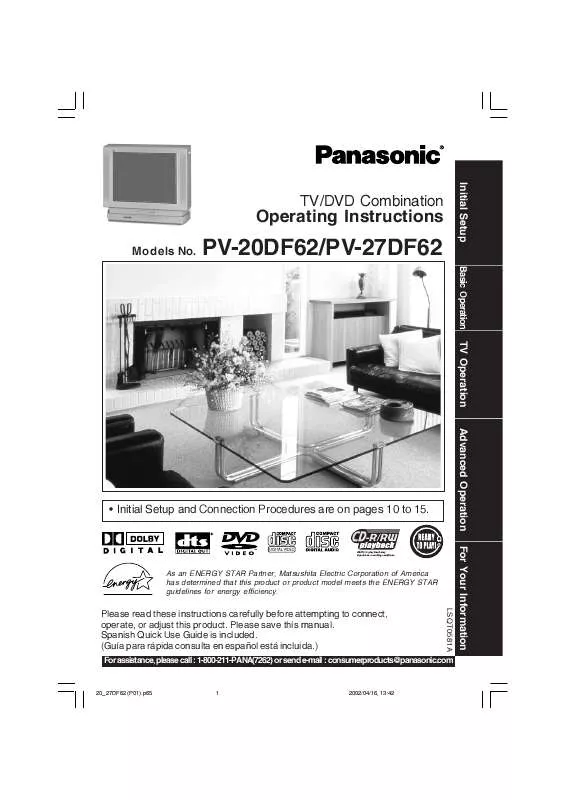 Mode d'emploi PANASONIC PV-20DF62