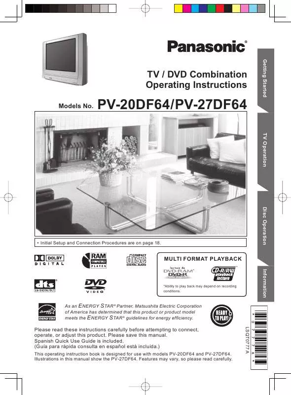 Mode d'emploi PANASONIC PV-20DF64