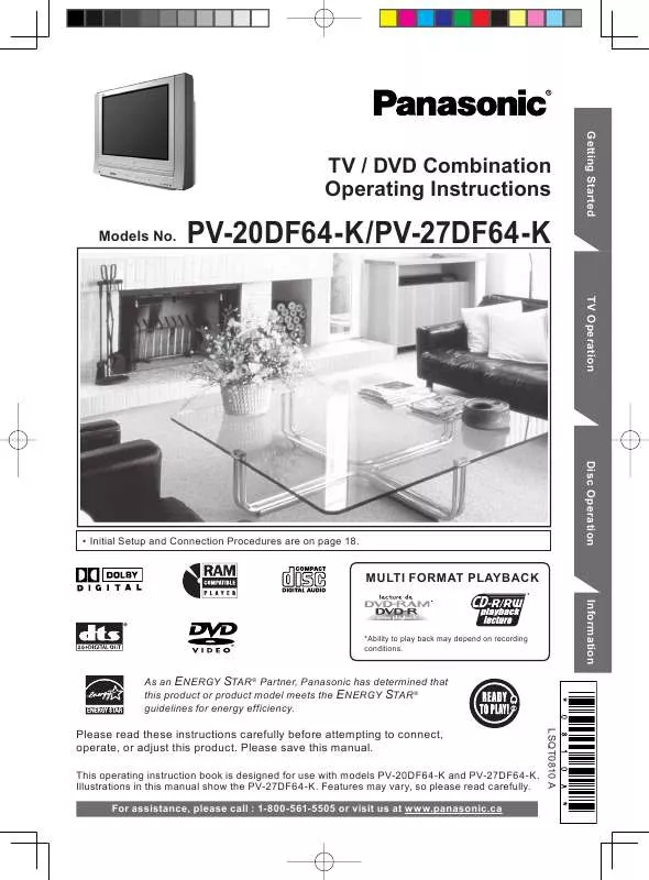 Mode d'emploi PANASONIC PV-20DF64K