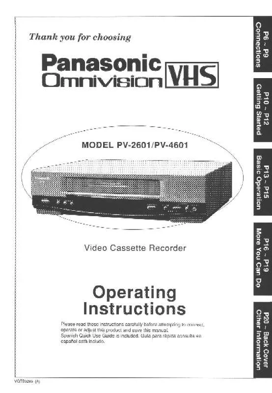 Mode d'emploi PANASONIC PV-2601