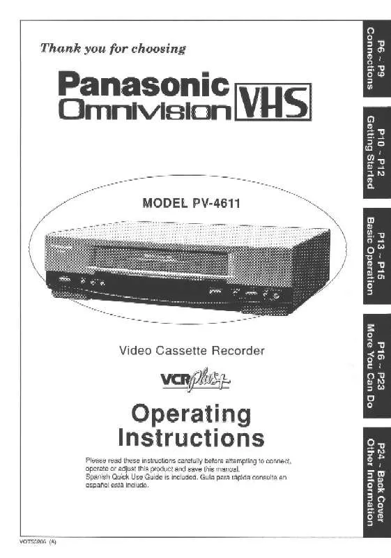 Mode d'emploi PANASONIC PV-4611