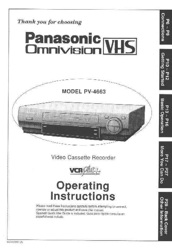 Mode d'emploi PANASONIC PV-4663