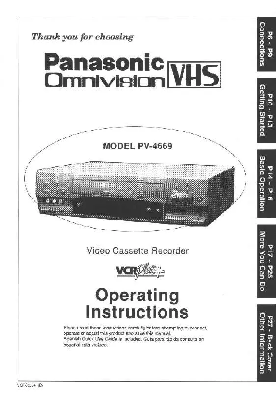 Mode d'emploi PANASONIC PV-4669