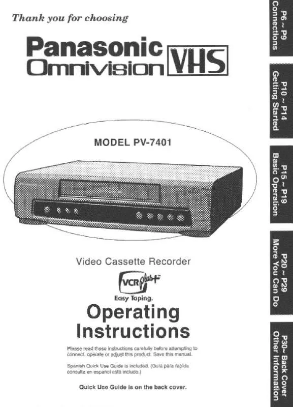 Mode d'emploi PANASONIC PV-7401