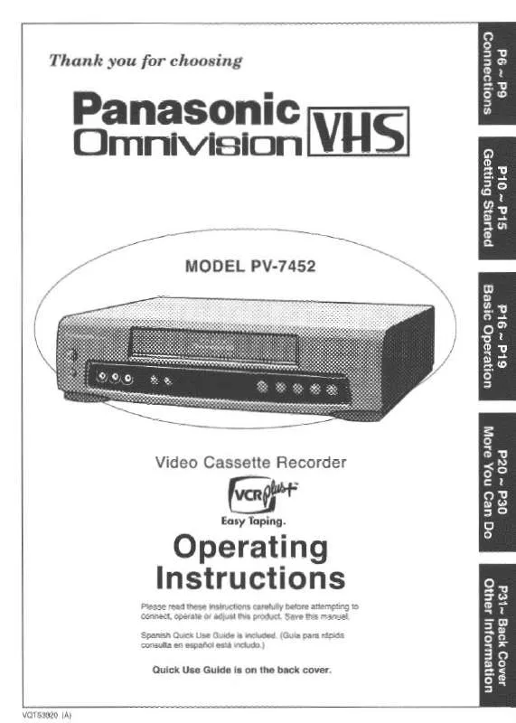 Mode d'emploi PANASONIC PV-7452