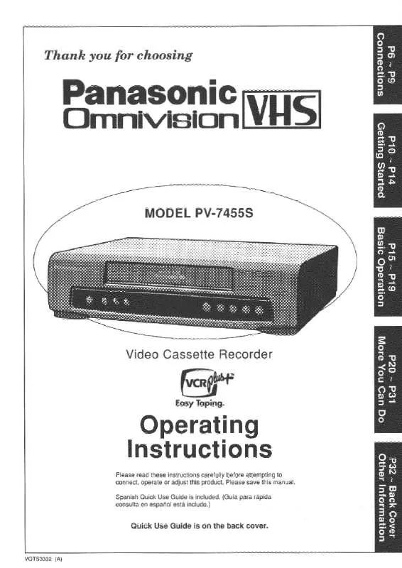 Mode d'emploi PANASONIC PV-7455S