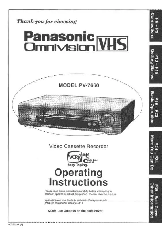 Mode d'emploi PANASONIC PV-7660